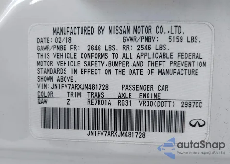 2018 Infiniti Q50 3.0T Red Sport 400 from USA, damaged, VIN JN1FV7ARXJM481728